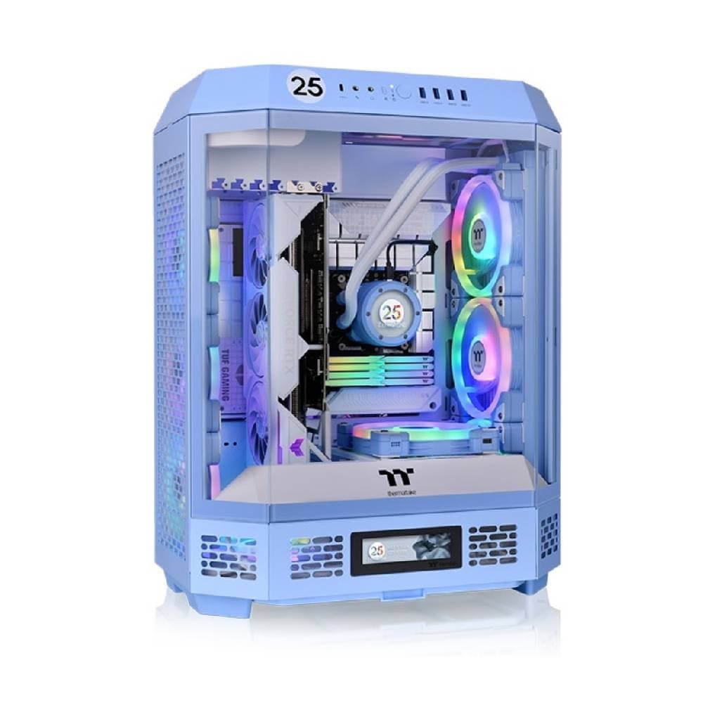 Gabinete TT The Tower 600 Mid-Tower TG x3 Fan x2 Hydrangea Blue