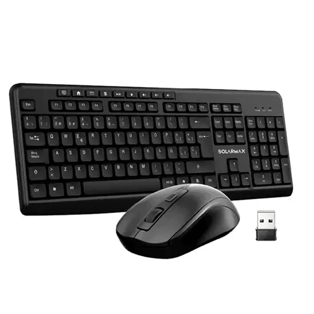 Kit Teclado y Mouse Solarmax KMC2300B Black Wireless Inalámbrico