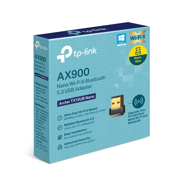 Placa de Red WiFi TP-Link Archer TX10UB USB Nano Dual Band AX900 + Bluetooth 5.3
