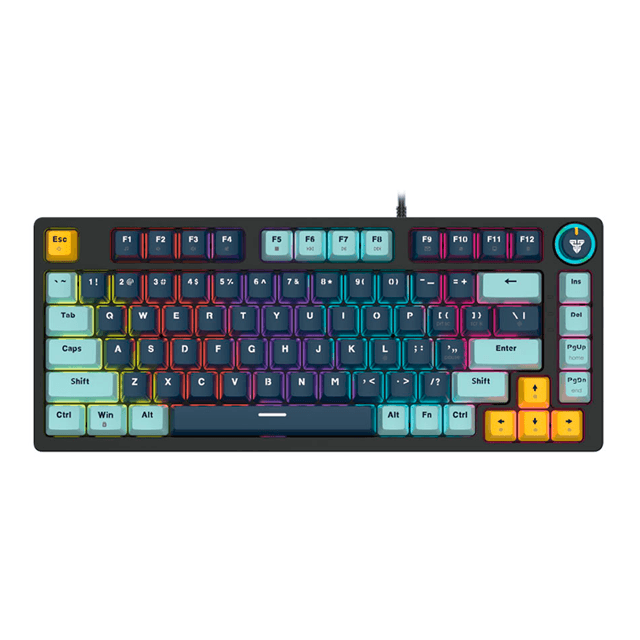 Teclado Fantech Atom81 MK875V2 RGB Mizu Navy Mecánico 75% Switch Blue Inglés
