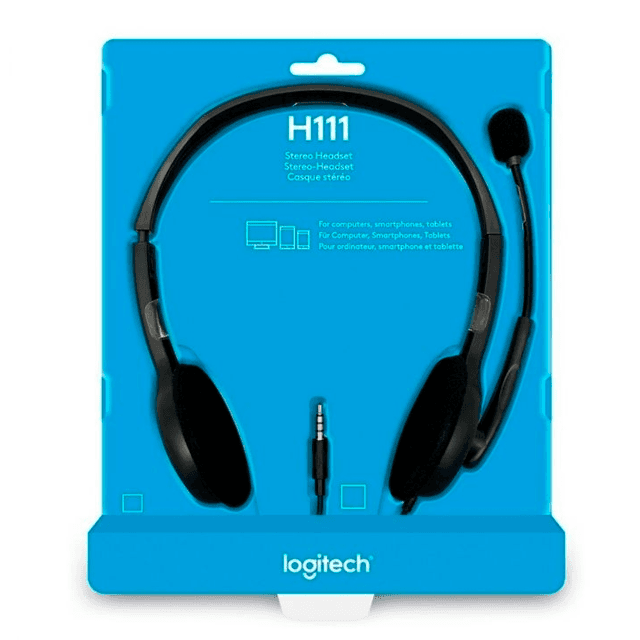 Auriculares Logitech H111 Black Headset C/Microfono 981-000612