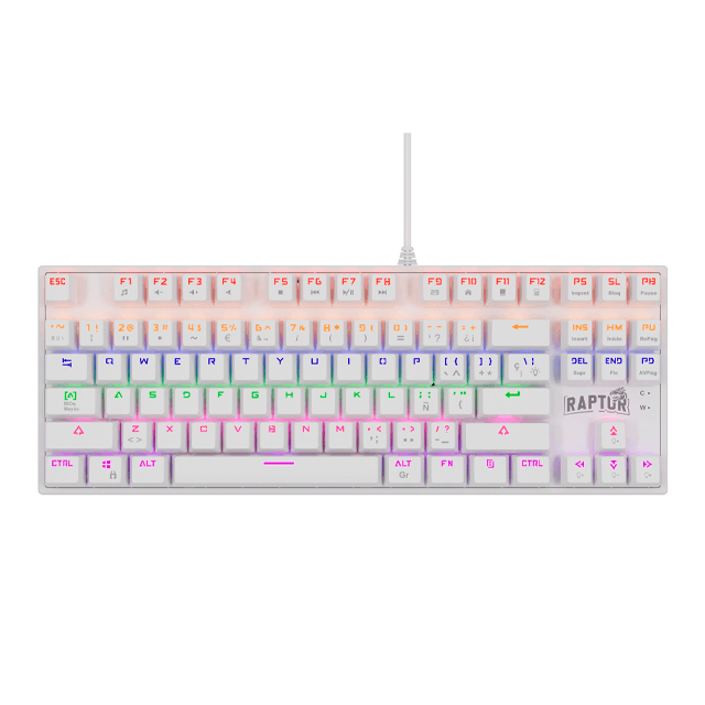 Teclado Raptor Fireclaw M87 Mecanico Switch Red Outemu White