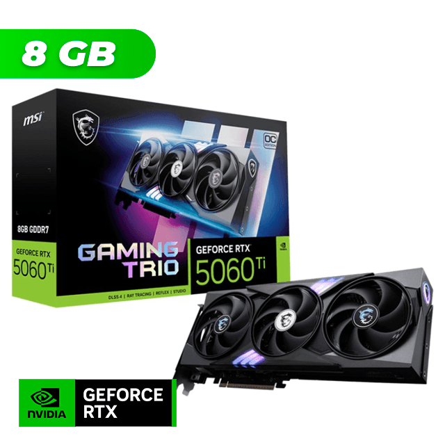 Placa de Video MSI NVIDIA GeForce RTX 5060 TI GAMING TRIO OC 8Gb GDDR7