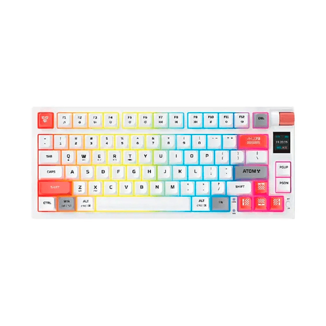 Teclado Fantech Atom PRO79 MK917 RGB White Wireless Bluetooth Mecánico 75% Compacto Switch Red Inglés