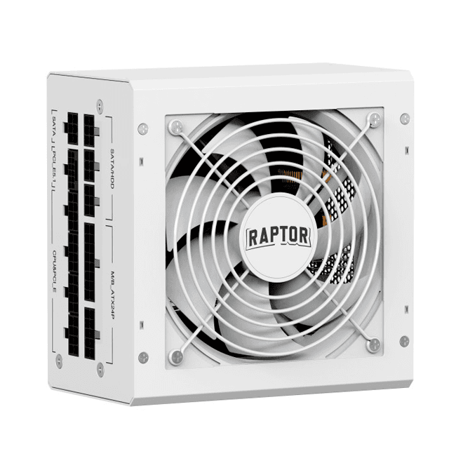Fuente Raptor Volt 800W 80 Plus Gold Full Modular PCIe 5.1 Blanca