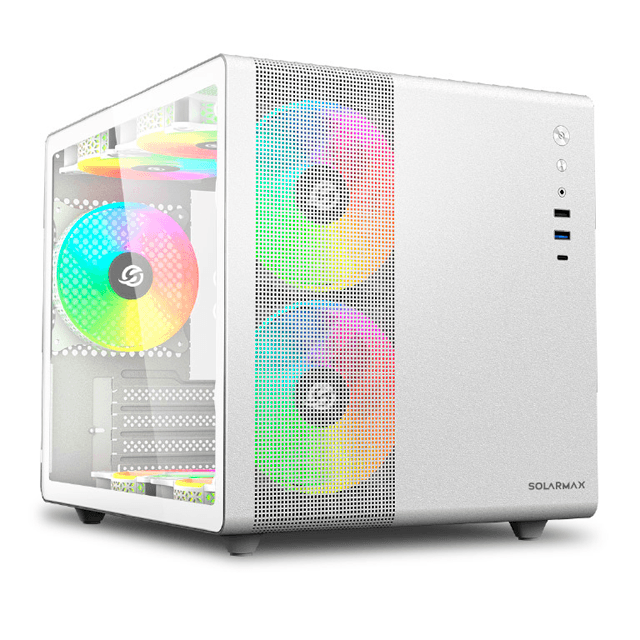 Gabinete Solarmax CM-W300 White Templado Cubo 3x12CM RGB