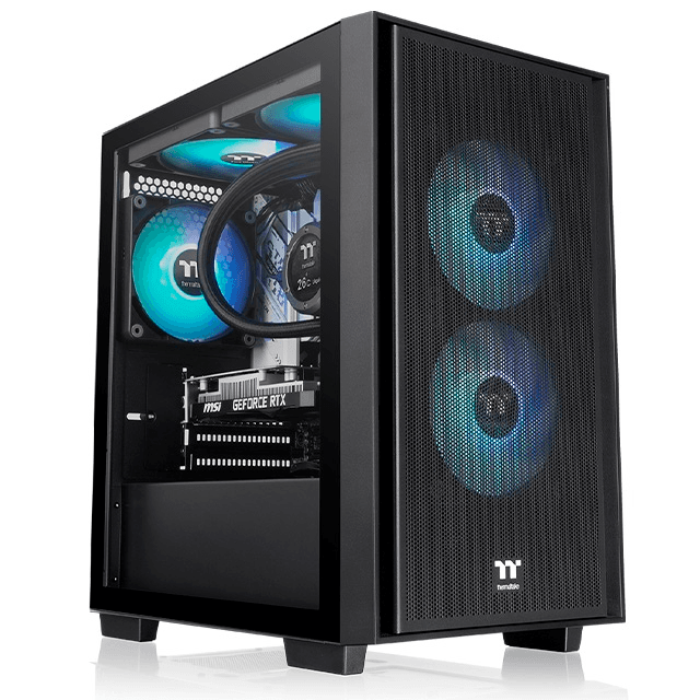Gabinete Thermaltake Versa H16 Templado Black ARGB 3x12cm Micro ATX