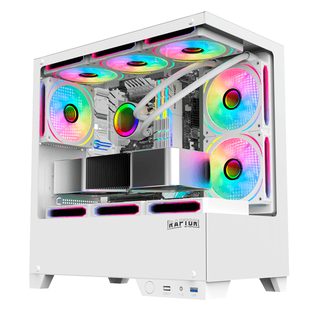 Gabinete Raptor Thunder Strike White Templado 1x120mm RGB
