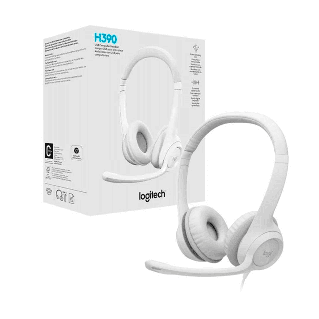 Auriculares Logitech H390 White Headset C/Microfono 981-001285