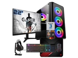PC Gamer AMD Ryzen 7 5700G RAM 8Gb Ddr4 Ssd Nvme 256Gb Monitor 22" 100Hz Wifi Bt Teclado Mouse Auricular MousePad W11
