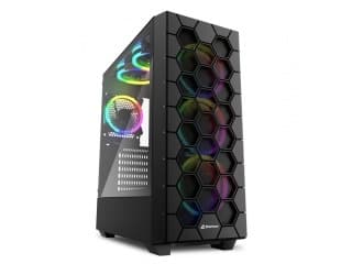 Gabinete Gamer SHARKOON HEX Rgb + 6 Fanes Rgb 120mm Lateral Vidrio Templado