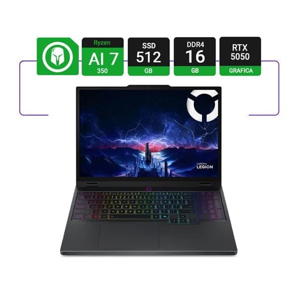 Notebook Lenovo Legion 5 15akp10 15.6" Wqxga Oled 165hz Ryzen Ai 7 350 16gb 512gb Nvme Rtx 5050 8gb