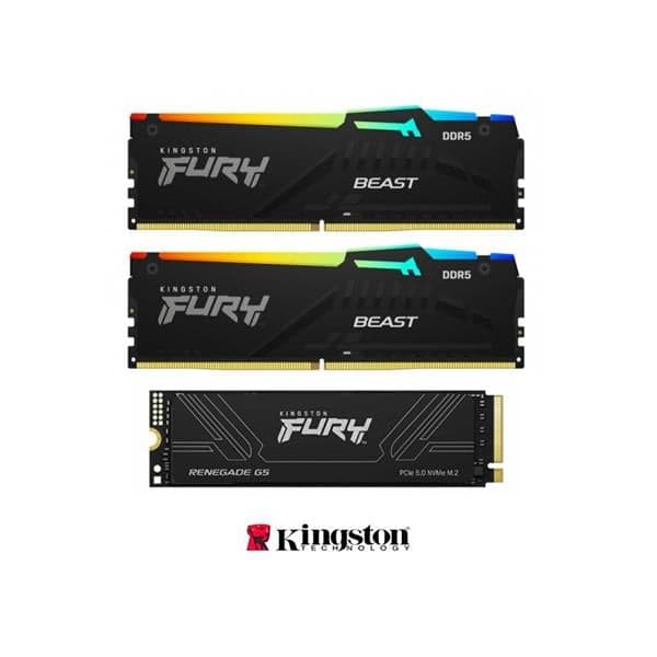 Combo Kingston Ssd 1tb Fury G5 m.2 Nvme + 2 X Kingston Fury 16gb 5600 Mhz Rgb Ddr5