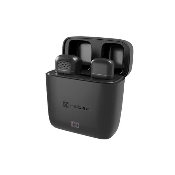 Microfono Inalámbrico Portátil Natec Hopper Lavalier Tie Usb-C Black