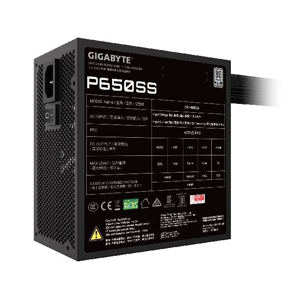 FUENTE 650W GIGABYTE GP-P650SS 80 PLUS SILVER NEGRA