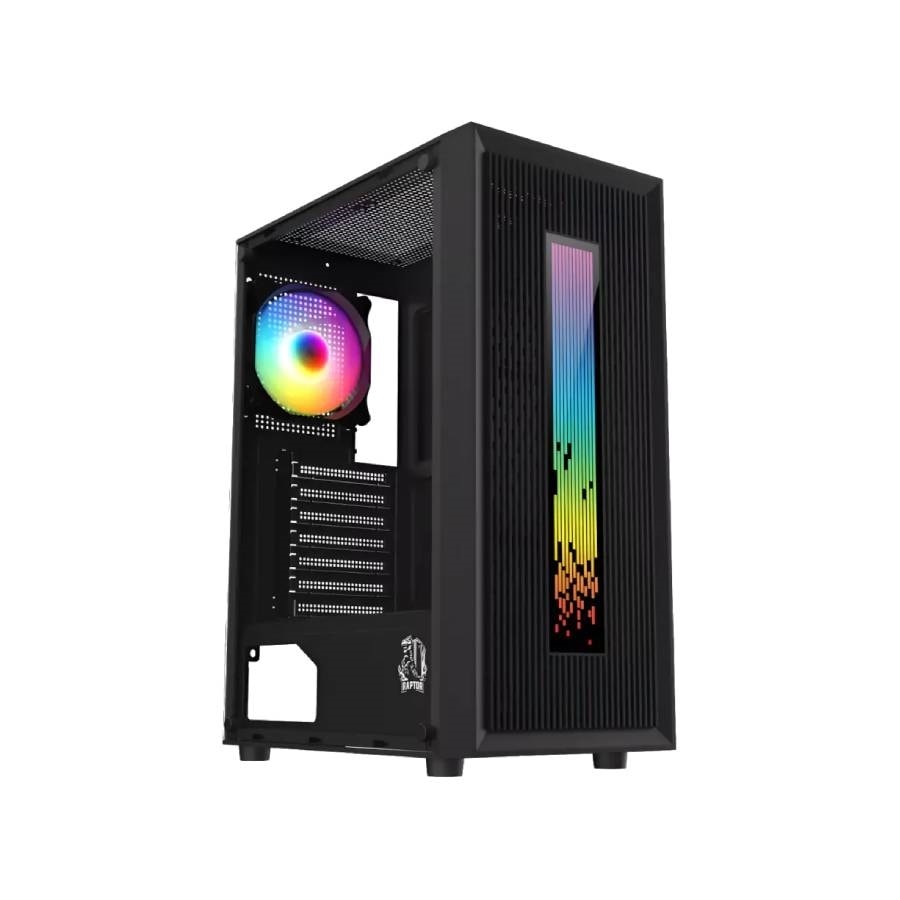 GABINETE GAMER RAPTOR VORTEX TG MID TOWER RGB 1 FAN