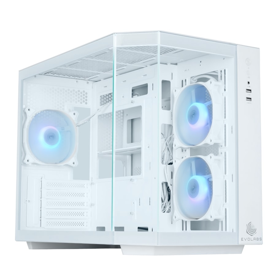 GABINETE GAMER EVOLABS PRIMACY WHITE EVO-300MW ATX 3 COOLERS ARGB