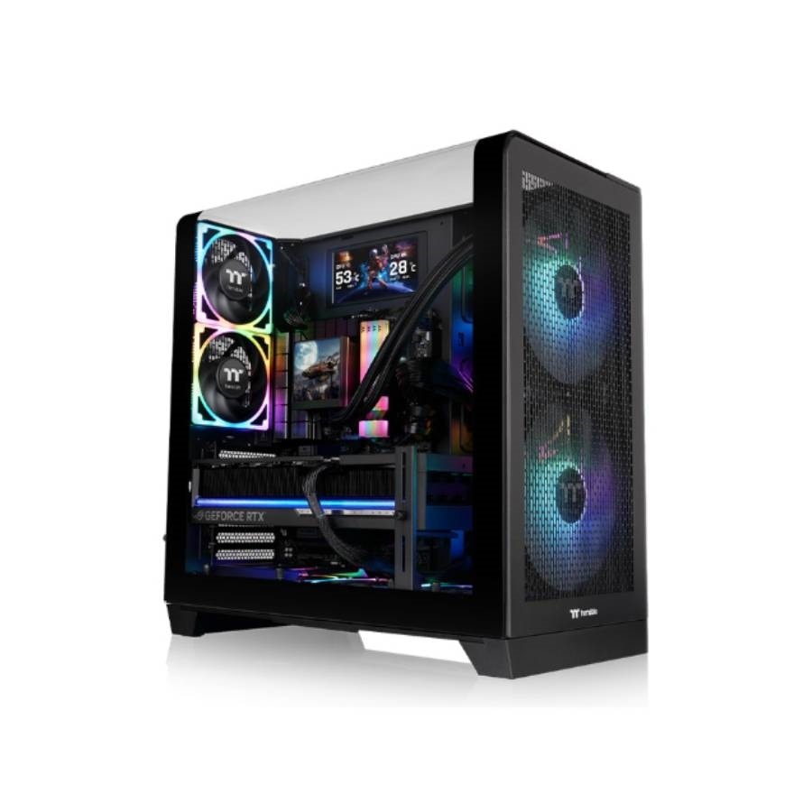 Gabinete TT View 390 Air Mid- TG Curvo Fan x2 Black