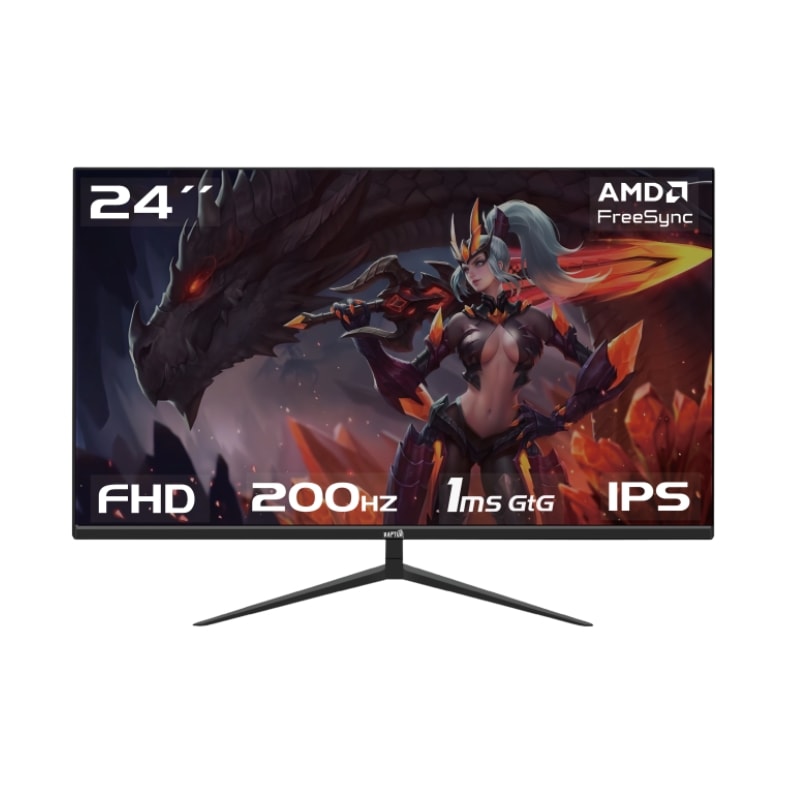 Monitor Gamer Raptor Hawk Eye 24″ Frameless Ips Fhd 200Hz 1Ms Hdmi-Dp Negro