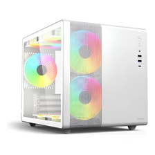 Gabinete Gamer Cubo Solarmax Cm-w300 Con Lateral De Vidrio C/ 3 Coolers 120mm Rgb