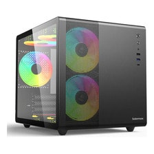Gabinete Gamer Cubo Solarmax Cm-b300 Con Lateral De Vidrio C/ 3 Coolers 120mm Rgb