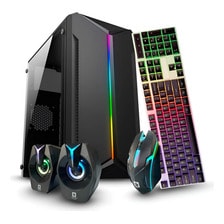 Gabinete Gamer Kit Para Pc Jalatec Jt-k80 Led Strip + Fuente 250w + Teclado Mouse Y parlantes Rgb