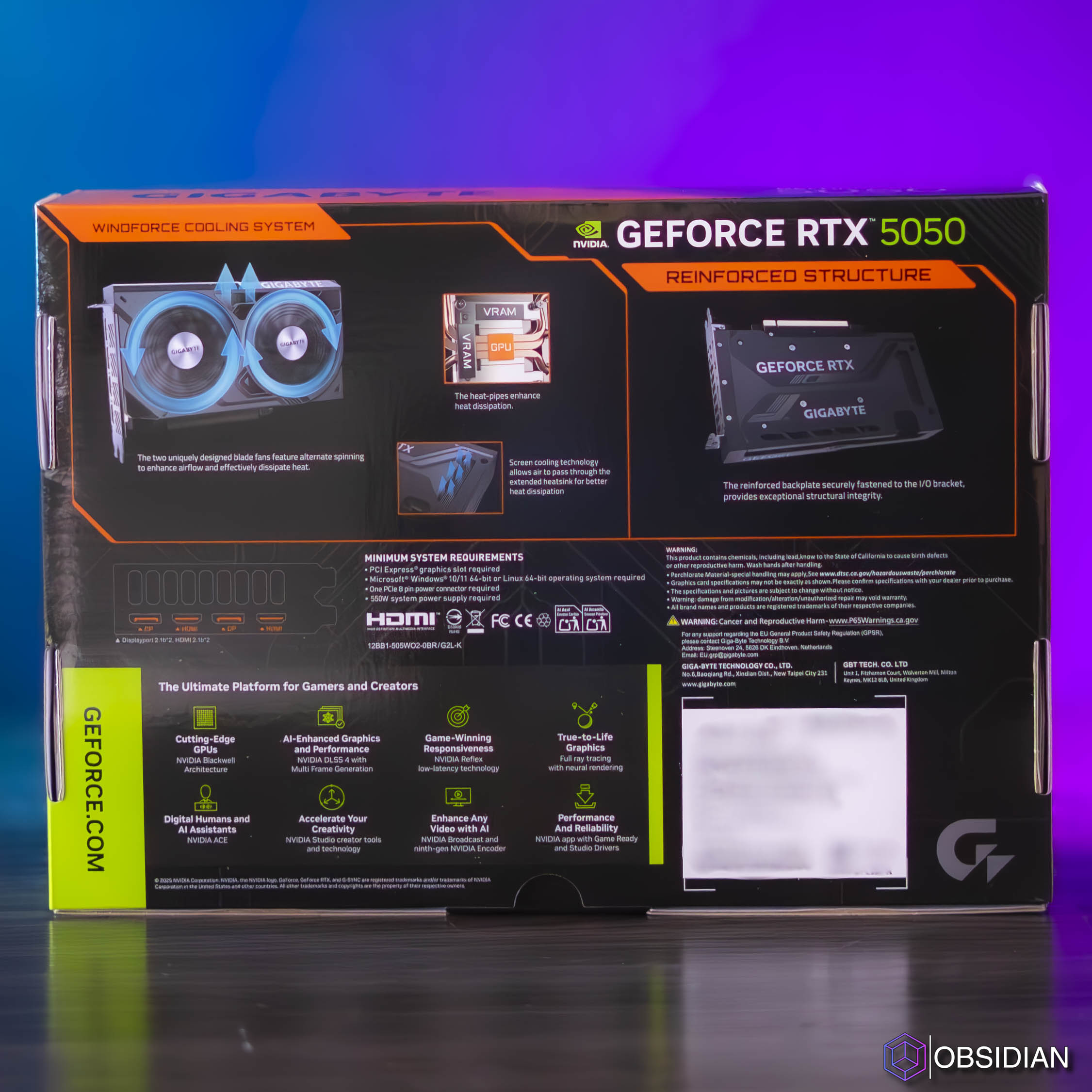 RTX 5050 8GB GIGABYTE WINDFORCE X2 OC