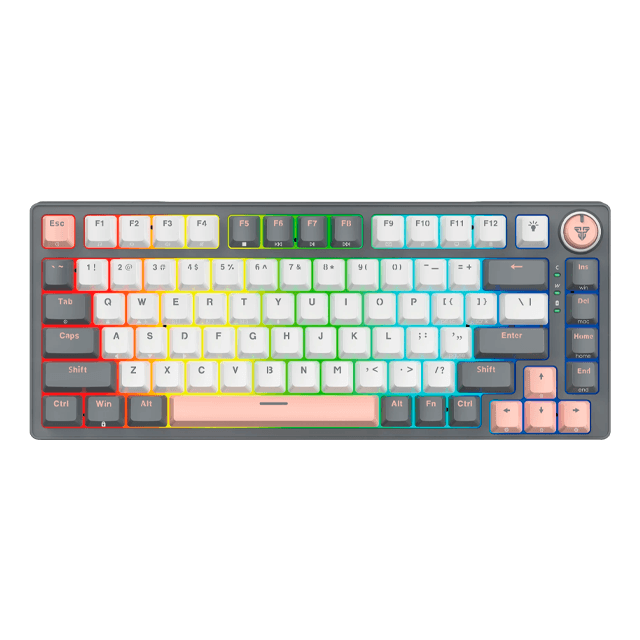 Teclado Fantech Atom PRO83 MK913 RGB Saturn Grey Wireless Mecánico 75% Switch Red Inglés