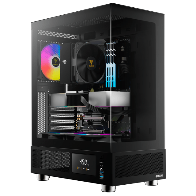 Gabinete Gamdias Atlas E1 Black Pantalla LCD Templado 3x12cm ARGB