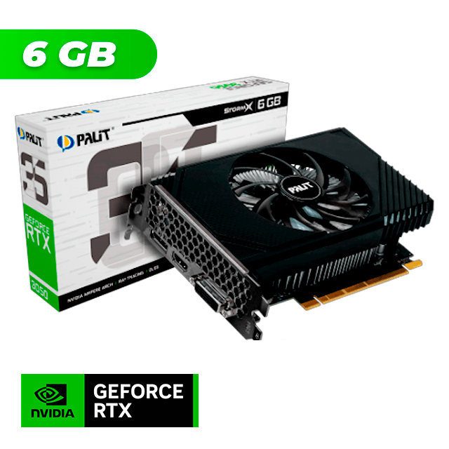 Placa de Video Palit NVIDIA GeForce RTX 3050 STORMX 6GB GDDR6 DP HDMI