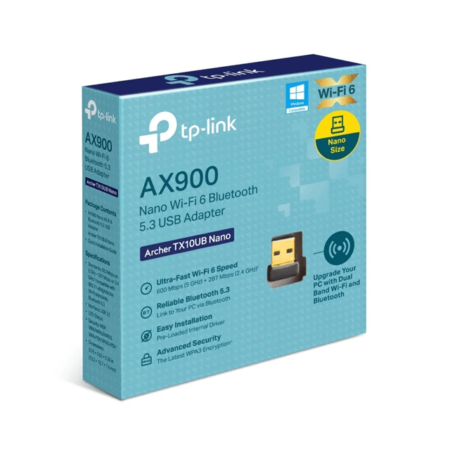 Placa de Red WiFi TP-Link Archer TX10UB USB Nano Dual Band AX900 + Bluetooth 5.3
