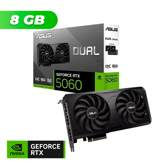 Placa de Video ASUS NVIDIA GeForce RTX 5060 ASUS DUAL EVO OC 8GB GDDR7