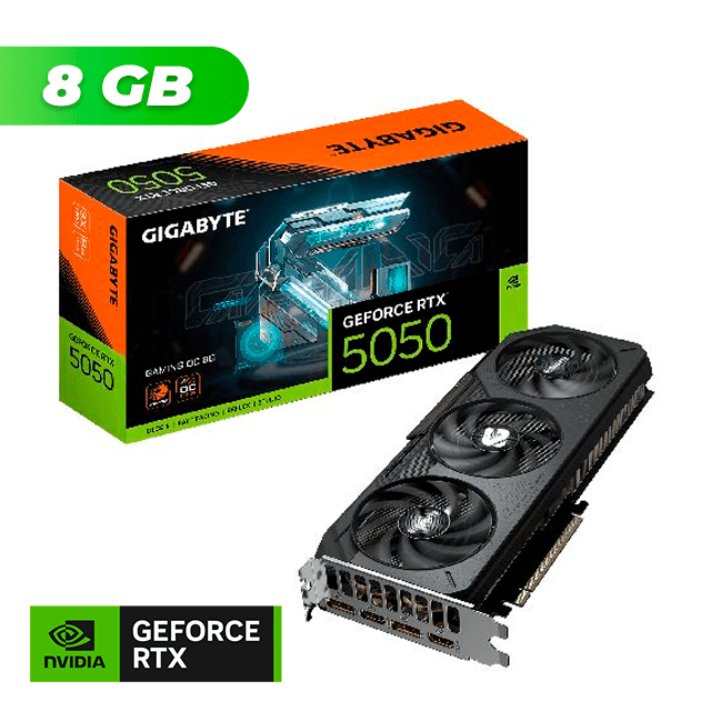Placa de Video Gigabyte NVIDIA GeForce RTX 5050 GAMING OC 8GB GDDR6
