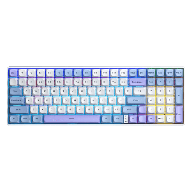 Teclado Aula S100 PRO Blue White Purple Mecánico 95% RGB Rainbow Switch Brown