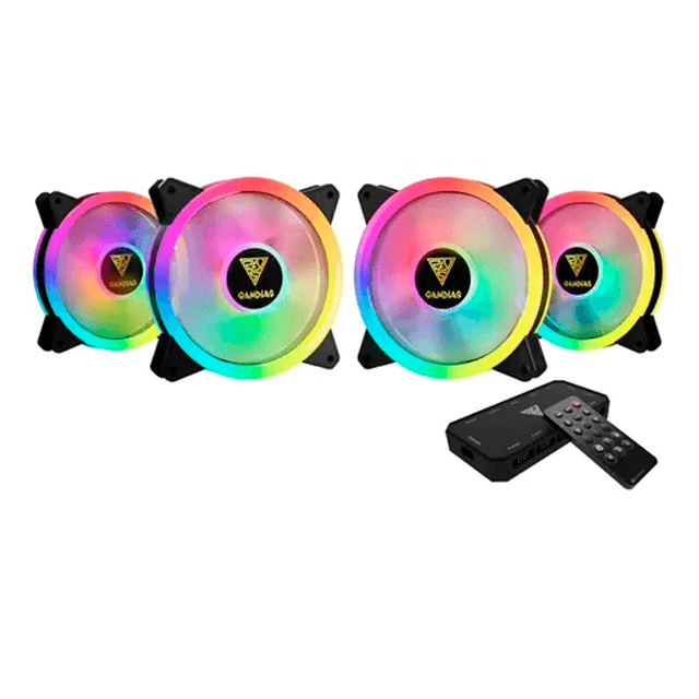Cooler Fan KIT 4 Coolers Gamdias Aeolus M2-1204R Black ARGB (4x120mm + Controladora + Remoto)