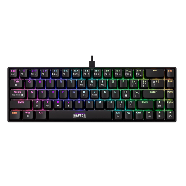 Teclado Raptor Fireclaw M68 Mecanico Switch Red Outemu Black