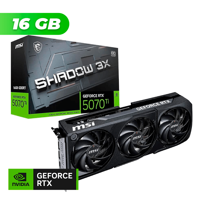 Placa de Video MSI NVIDIA GeForce RTX 5070 TI SHADOW 3X OC 16GB GDDR7