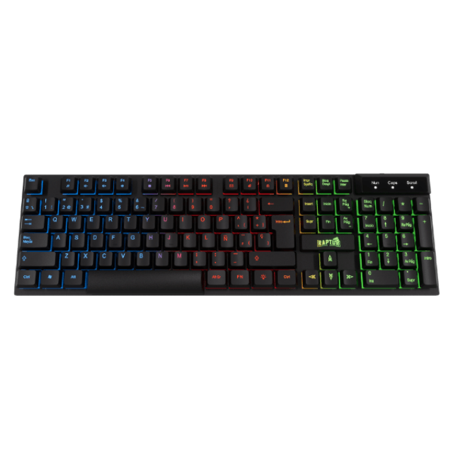 Teclado Raptor Fireclaw M1 Membrana Rainbow 7 Colores