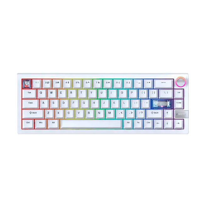 Teclado Fantech Maxfit6 MK920 RGB White Wireless Bluetooth Mecánico 65% VIA Switch Brown Inglés