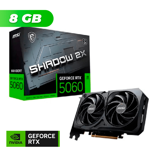 Placa de Video MSI NVIDIA GeForce RTX 5060 SHADOW 2X OC 8Gb GDDR7