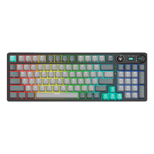 Teclado Fantech Atom PRO96 MK914 RGB Saturn Grey Wireless Bluetooth Mecánico 96% Switch Red Inglés