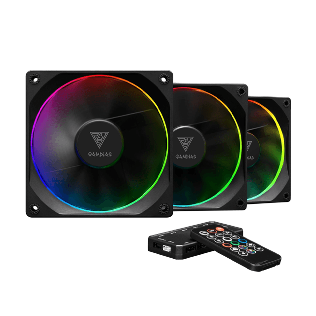Cooler Fan KIT Gamdias Aeolus M3-1203R ARGB (3x120mm + Controladora + Control Remoto)