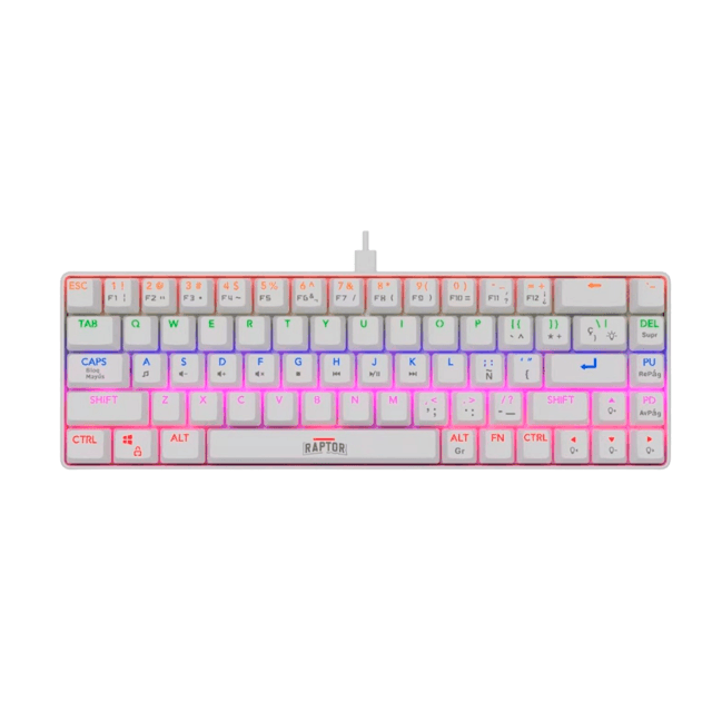 Teclado Raptor Fireclaw M68 Mecanico Switch Red Outemu White