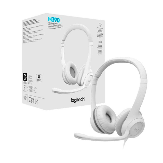 Auriculares Logitech H390 White Headset C/Microfono 981-001285