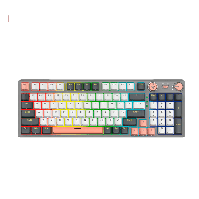 Teclado Fantech Atom PRO96 MK914 RGB Mercury Black Wireless Bluetooth Mecánico 96% Switch Red Inglés