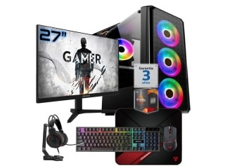 PC Gamer AMD Ryzen 5 5600G (6 Núcleos) - RAM 32Gb - Ssd 1Tb - Monitor 27" 100Hz - Wifi/Bt Combo Accesorios Windows