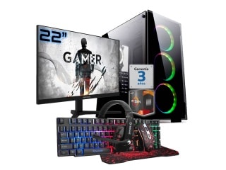 PC Gamer AMD Ryzen 5 5600GT RAM 16Gb Ssd Nvme 1Tb Video Vega 7 Wifi Bt Monitor 22 100Hz Teclado Mouse Auricular W11