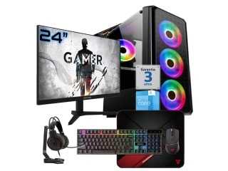 PC Gamer INTEL Core i3 13100F - Rtx 3050 6Gb - RAM 16Gb - Ssd 1Tb - Monitor 24 - Wifi/Bt - Accesorios - Windows