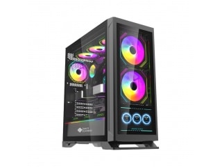 Gabinete Gamer SHOT GAMING SUP-901C PRO RGB Display Con Lateral De Vidrio Templado Negro