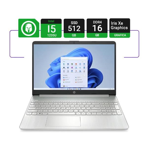 Notebook Hp 15.6" Intel I5 1235u 16gb Ram 512gb Ssd - Touchscreen - Natural Silver